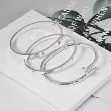 DAILI 1-3 piezas Brazalete de trébol de cuatro hojas con baño de oro de 18K, acero inoxidable, de moda, apto para fiesta, uso diario, estilo europeo y americano, personalizado, generoso, pulsera de lujo con circonita cúbica, conjunto de joyería de boda, regalo para chicas, mujeres, familiares