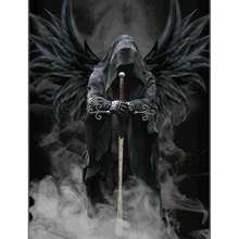 1 件 DIY 全圆形水钻死亡天使头骨水钻水钻画死亡之神马赛克图片十字绣家居装饰万圣节装饰秋季装饰房间装饰