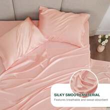 Full Size Satin Sheet Sets - 4 Piece Coral Silky Satin Sheet Set Full With Deep Pocket, Luxury Silk Feel Satin Bed Sheets Full Bedding Set (1 Flat Sheet,1 Fitted Sheet,2 Pillow Cases) - 綠色 - 查看 6