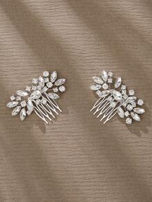 2件套欧式新款水钻不对称发梳套装，适用于新娘盘发造型、工作室配饰、情人节配饰