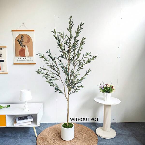 1 peça 80-195 cm nova oliveira artificial árvore galho alto planta falsa folhas de plástico ornamento de toque realista planta artificial para decoração de interiores escritório em casa jardim sala