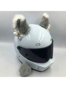 2 pièces Décoration de casque avec oreilles de chat et clochette dorée, oreilles en peluche pour casque, accessoires de casque de moto de ski, oreilles de chat pour casque, accessoire adhésif en peluche pour casque de vélo et de moto, décoration de casque pour Noël, Halloween, Jour des Morts