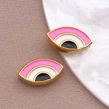 2pcs Fashion Enamel Stainless Steel Devil Eye Spacer Beads Charm High Quality Gold Plated Eye Spacer Beads Jewelry Findings For Necklaces, Bracelets, Earrings, Jewelry Making And DIY Crafts