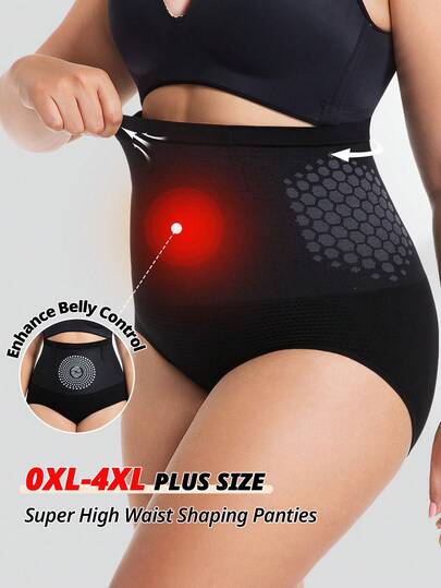 FLARIXA Plus Size Women Seamless High Waist Shaping Panty Sports Shapewear Swear Boosting Workout Trainning Abdomen Control Waist Support Briefs Anti-Roll Waistband Slimming Underwear