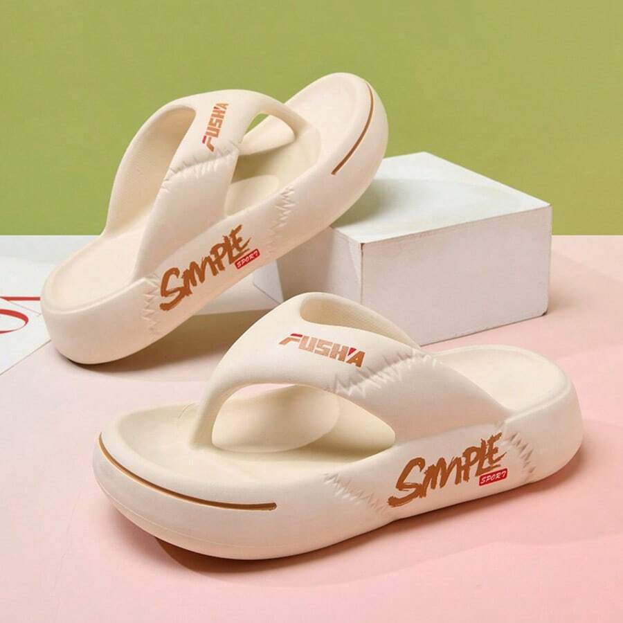 女士厚底人字拖，厚底时尚户外拖鞋，沙滩拖鞋，舒适居家穿着，防滑，厚底，适合矮个子，室内/室外穿着