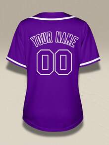 Women's Solid Color Custom Baseball Jersey Double-Sided Printed, Purple Baseball Shirts Uniform Personalized Team Name Number, Baseball Jersey T-Shirt Gift For Mom Summer - Purple - View 4