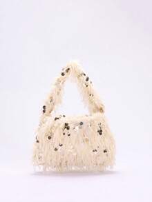 1 件优雅亮片装饰迷你手提包，闪亮简约女士晚间手拿包，适合派对和活动（迷你晚间包可容纳口红、手机和其他小物品）