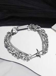 1 pieza Brazalete unisex de pareja con estrella cruzada de moda con rhinestones, estilo hip hop
