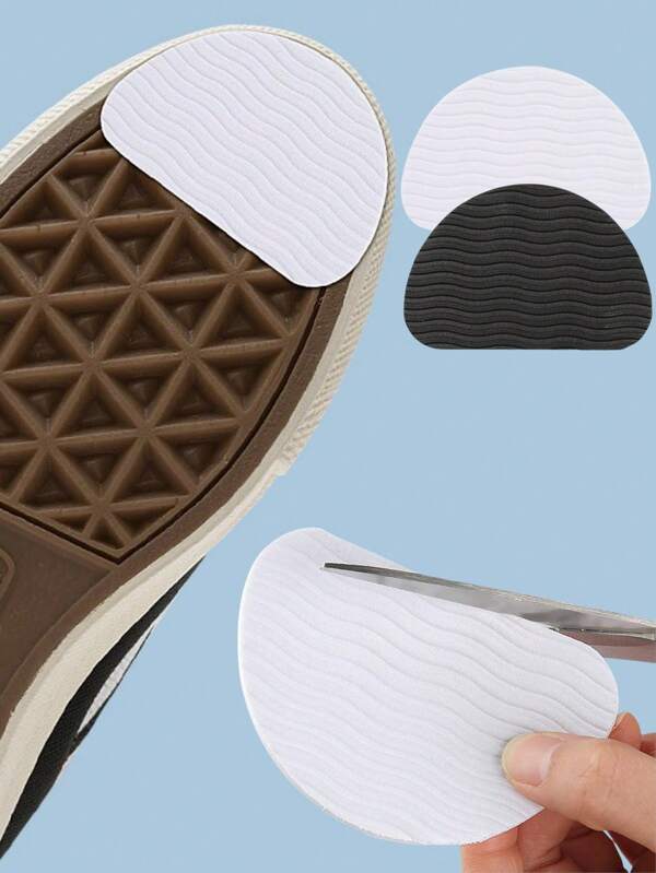 2 Peças Adesivo de Sola Antiderrapante e Silencioso com Padrão de Onda, Adesivo de Sola Autoadesivo, Adesivo de Sola Antidesgaste, Adesivo de Sola de Calçado Esportivo, Adesivo Traseiro, Adesivo Antidesgaste de Sola de EVA Pontiaguda e Silenciosa para Sapatos