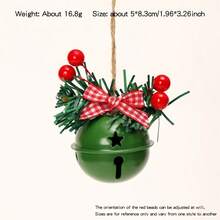 Christmas Bell Decorations, Metal Hanging Decor With Red Berries And Plaid Bow, Suitable For Holiday Tree And Wreath Decor, No Power Needed, Festive Wall And Entryway Decoration Christmas Decorations Winter Room Decor
