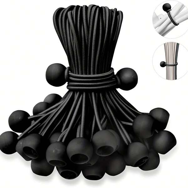 10PCS/20PCS Heavy Duty Elastic Ropes, Black Rubber Bungee Cords For Camping, Tents, Shelters, Gazebos, Cargo, Hoses And Patio Canopies - Durable Outdoor Fastener Accessories, Camping Gear, Practical Design, Strong Fixation, Waterproof Fabric Tension Canopy, Tent, Cargo, Fixation. Steel Hose, Patio Umbrella, RV Awning, Used For Safe Storage And Fixation, Camping Accessories