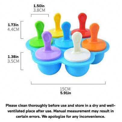 Forma de plástico colorida para sorvete caseiro, também adequada para bolinhos. Material saudável, fácil de limpar e desenformar, simples de usar. A cor da base da forma é fixa, e a cor do sorvete é aleatória.