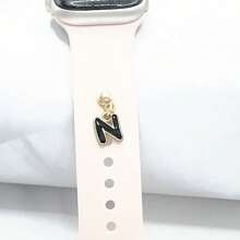 1pc Diamond Encrusted 26 English Letter Charm, Suitable For Silicone Watch Band Decoration