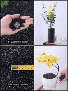 Black Pebbles Suitable For Home And Garden Decoration -0.3-3 Cm, Multi-Color Stones (White, Black, Multi-Color, Yellow) Suitable For Indoor Plants, Outdoor Landscapes, And Holiday Decorations - Perfect For Vases, Glass Containers, Fish Tanks, Aquariums, Succulents, Flower Pot Plant Decorations, As Well As Outdoor Terraces
