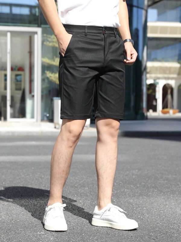 Men's Fashion Golf Casual Outdoor Shorts, Breathable Durable Versatile Bermuda Shorts, Solid Color Men Shorts