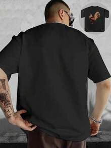 Camiseta casual para hombre Diseño de Gallo en Camiseta Negra 100% algodón, suave y cómodo, deporte casual, tenis de hombre, fútbol, combinar con shorts para hombre Camiseta para hombre, camisa para hombre, camiseta de verano, combinada con chaqueta para hombre, abrigo para hombre - Negro - Ver 3
