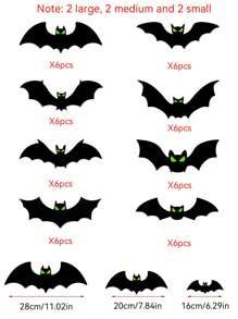 24/48/96 Stück Fledermäuse die im Dunkeln leuchten 3D Fledermaus Ausschnitte, Halloween Dekorationen mit leuchtenden Augen aus Papier, schwarze Plastikaufkleber Fledermäuse für Innen- und Außenbereich gruselig und beängstigend, PVC Fledermäuse für Innen- und Außenbereich Halloween, Halloween Dekorationen, Halloween Außendekorationen, Halloween Party Zubehör
