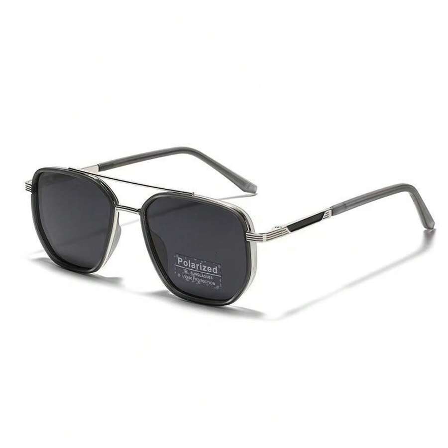 Unisex Fashion Double Beam Sunglasses For Back To School & Travel – Geometric Frame Sun Protection Glasses With Lightweight TR90 Material# 4