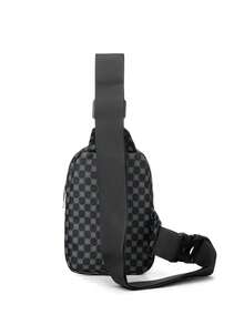 Sac de poitrine en PU mode classique pour hommes, mini portefeuille, porte-clés, organiseur de téléphone. Sac banane décontracté pour le travail, les week-ends, les voyages, le camping, la remise en forme d'été, les vacances - Noir - Voir 7