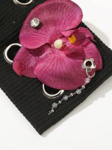 1 Stück Modischer Schmetterling Orchideen Kristall Metallkopfband für Frauen, elastisches dehnbares Haarband Haaraccessoire für Modische Frauenhaarschmuckartikel
