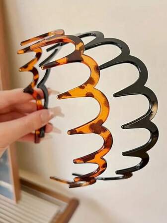 1pc/2/4pcs-Women's Elegant Leopard Print Big Wavy Headbands, Volumizing Hair Hoop For Daily Wear, Facial Mask Halloween Hair 