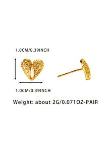 2 件优雅奢华水钻镶嵌心形女士金耳环，适合送给女友、妻子、朋友、节日、生日的礼物，适合女士日常和节日 - 金黃色 - 查看 6