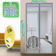 Cortina de puerta de malla magnética con rayas blancas minimalista - Perfecta para el verano, adecuada para loft, cocina, sala de estar y talla grande escenarios. Instalación sin dejar rastro, diseño de retorno automático para una apertura y cierre fáciles. Malla transpirable para ventilación y anti-mosquitos, adecuada para dormitorios, cocinas, balcones y familias con mascotas.