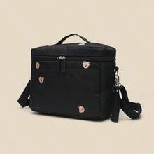 1pc Embroidered Multi-Bears Insulated Baby Stroller Storage Bag, Thermal Bag, Cooling Bag, Can Be Hung On Baby Stroller - Black - View 2