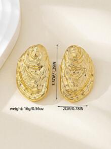 2 pares de pendientes de mujer tipo maxi con diseños asimétricos de conchas, corazones, lágrimas, peces, espirales y caras geométricas, chapados en oro, adecuados para fiestas y uso diario