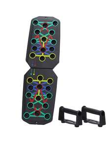 2/3 件多功能家用健身器材，符合人体工程学的俯卧撑训练板，可增强胸部和肩部力量，可折叠便携式健身训练板，非电动 PP 材质，28 孔多用途俯卧撑板 - 彩色 - 查看 12