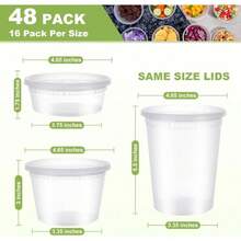 VYIHBO Deli Containers With Lids 48 Sets Plastic Soup Containers With Lids 8oz 16oz 32oz Take Out Container For Restaurant Food Container With Leakproof Microwave Freezer Dishwasher Safe - CLEAR - View 2