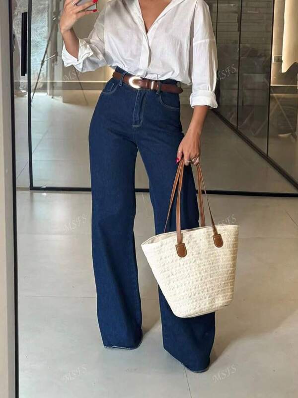 Nuevos jeans elásticos acampanados hasta el tobillo para mujeres