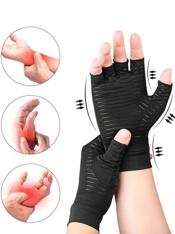 1 par de luvas de compressão sem dedos de cobre para homens e mulheres, adequadas para massagem, ciclismo, direção, exercícios, treinamento, condicionamento físico e atividades ao ar livre