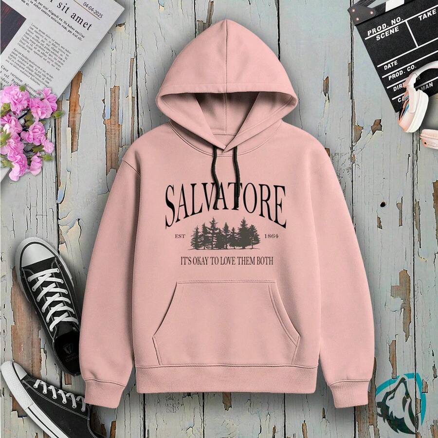 Unisex Everyday Sweatshirt With Salvatore Print - Pink - View 1
