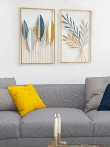 3 件金色金属墙饰叶壁挂，3D 彩绘金属墙饰，适合客厅、卧室 - 彩色 - 查看 7