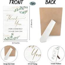 1 pieza Soporte de madera para dar las gracias de 5x7 pulgadas, cartel de madera verde salvia para fiesta de cumpleaños, boda, despedida de soltera, mesa de bienvenida, cartel "Sírvase tomar uno", "Gracias por venir", decoración de mesa para baby shower