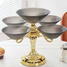 Rotating Fruit Basket Bowl Snack Candy Dish Countertop Fruit Stand For Home Party - Grey - View 9