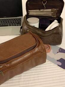 1 Unisex Hanging Travel Organization Bag, This Lightweight And Compact Men's Toiletry Bag With A Sturdy Handle Makes It Easy To Carry And Fits Perfectly In Your Suitcase Or Backpack. Large And Durable Shaving Bag With Plenty Of Capacity - For Personal Care And Hygiene Essentials