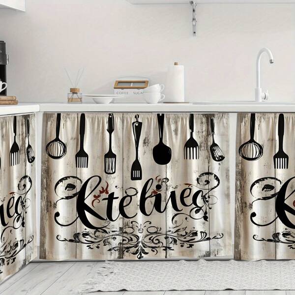 2pcs Vintage Farmhouse Printed Curtains, Privacy Protection Curtains Suitable For Living Room, Bedroom, Kitchen, Laundry Room Windows