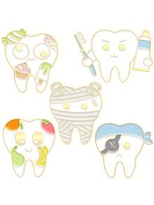 1/10 Stücke witziger, kreativer Zahnpflege Cartoon Email Anstecknadel, vielseitiges Modeaccessoire für Kleidung & Taschen - Verschiedenfarbig - Übersicht 5