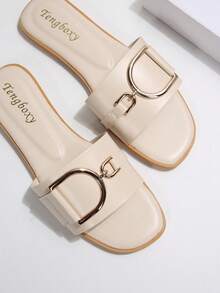 女士时尚平底凉鞋，休闲带扣平底凉鞋，夏季鞋类