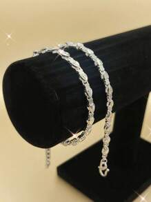 1pc FasFashionable Elegant Heart To Heart Four Leaf Silver Bracelet, Simple Versatile Chain Suitable For Women's Daily Wear