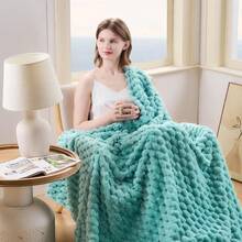 Super Soft King Blanket Pink Premium Silky Flannel Fleece 3D Ribbed Jacquard Lightweight Bed Blanket All Season Use (Pink Ribbed, King(90"X110")) - 鼠尾草綠 - 查看 2