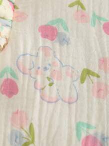 MommBaby Mono de manga larga con estampado floral y de conejo en capas para bebé niña, con botones, abierto por delante y en la entrepierna, lindo conjunto de primavera/otoño