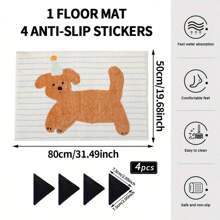 1 Pc Cartoon Dog Striped Bath Mat, Non-Slip Absorbent Flannel Rug, Machine Washable Polyester Blend, Rectangular Bathroom Floor Mat, Bedroom Bedside Rug, Living Room Area Rug, Home Decoration Rug Carpet Rugs Door Mat Room Decor Carpet For Living Room Kitchen Rug Bedroom Decor Blankets And Throws Rugs For Bed Room Bathroom Decor Room Decoration Stuff Living Room Decor Office Decor House Decor Home Decor Living Room Bathroom Rug Room Decor Aesthetic