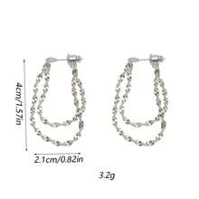 1 par de pendientes de mujer de plata de ley 925 y cobre, pendientes con borlas de doble capa de estilo callejero hip hop