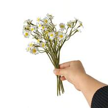 1 ramo de 6 piezas de flores artificiales de margarita de manzanilla, decoración para el hogar, sala de estar y mesa del comedor