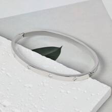 DAILI 1-3 piezas Brazalete de trébol de cuatro hojas con baño de oro de 18K, acero inoxidable, de moda, apto para fiesta, uso diario, estilo europeo y americano, personalizado, generoso, pulsera de lujo con circonita cúbica, conjunto de joyería de boda, regalo para chicas, mujeres, familiares