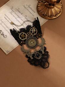 1pc Vintage Pirate Steampunk Lace Skull Mechanical Gear Ring Finger Bracelet