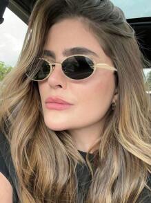 1 Stück 2025 Neue Rückkehr zur Schulsaison ovale kleine Rahmen Modebrille, personalisierte stilvolle hochwertige Metallbrille nach europäischem und amerikanischem Vorbild für Damen